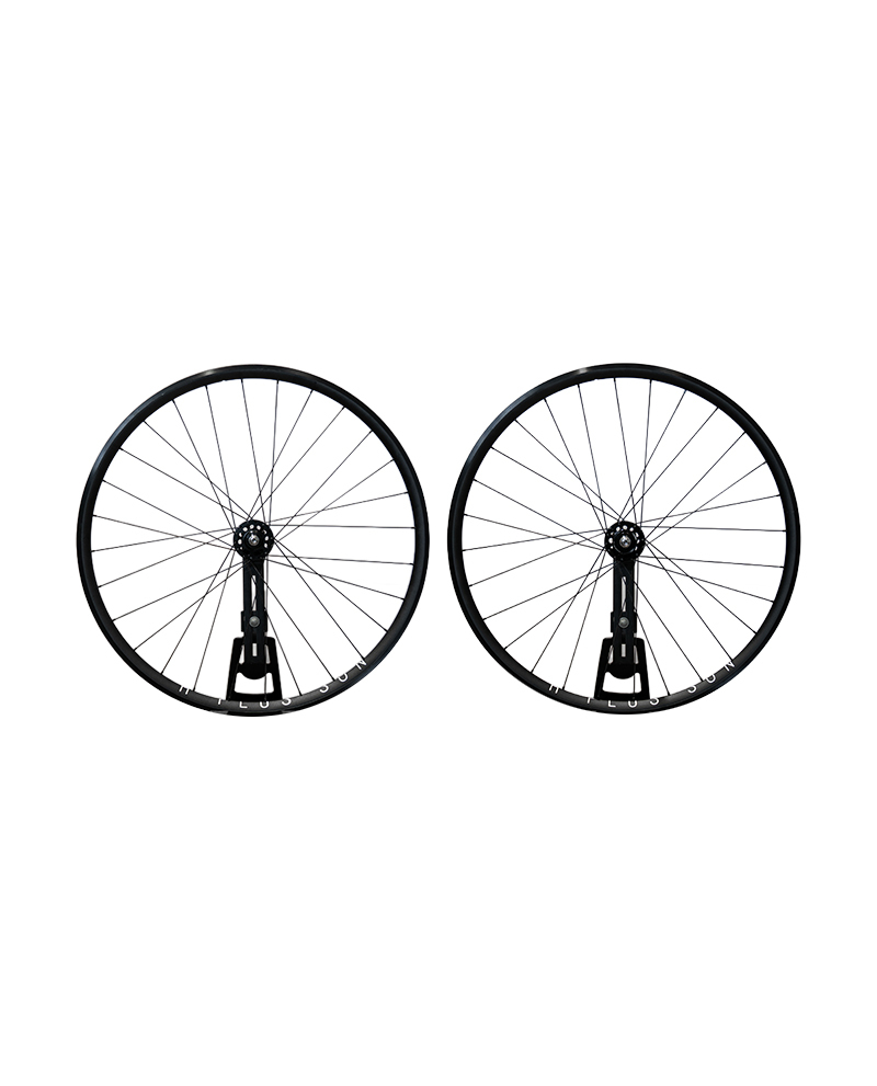H Plus Son AT25 x Ridea HT1 Track 輪組｜28H・黑色・輕量鋼絲