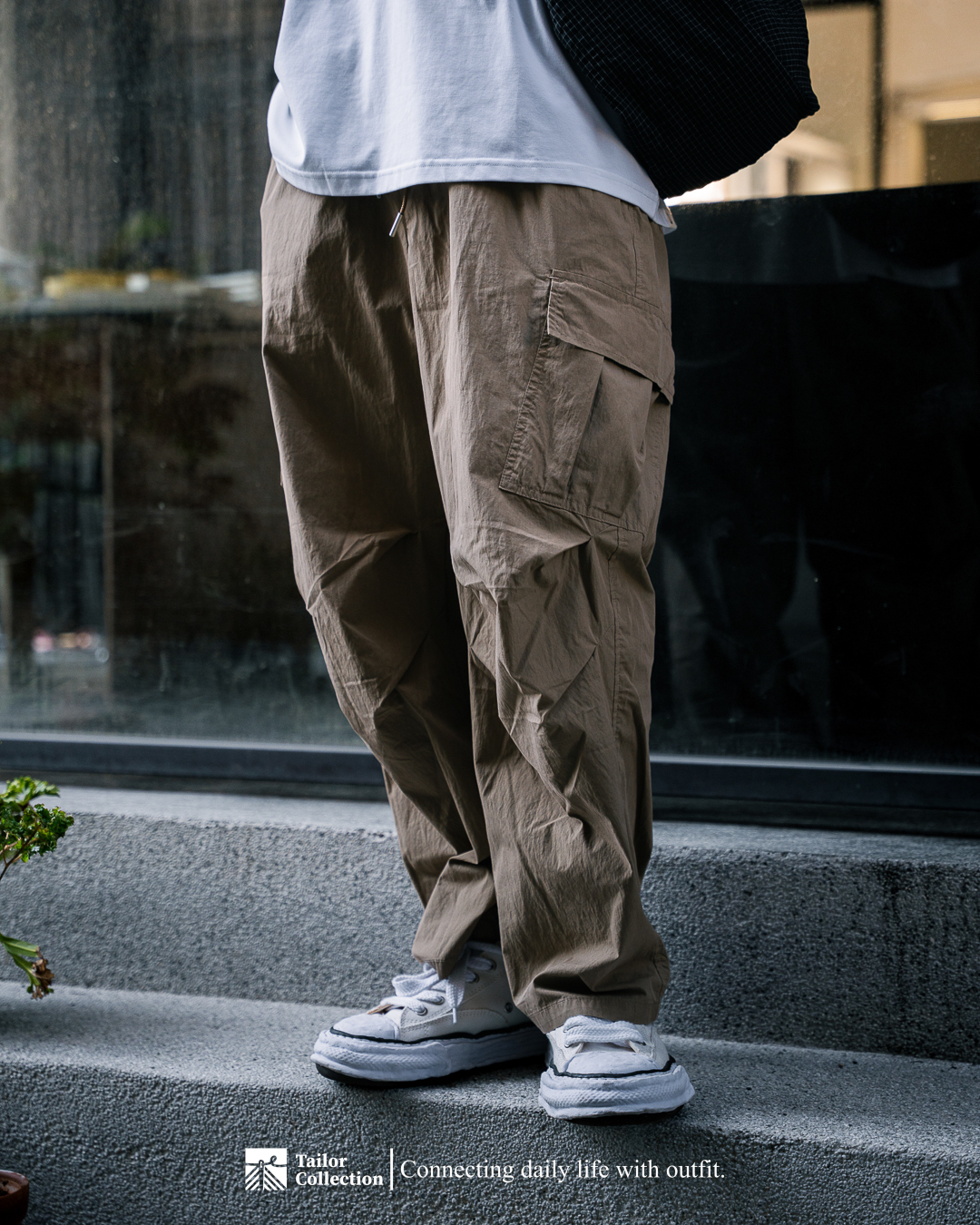 #預購 Tailor collection 側邊大口袋 抽繩 寬鬆直筒傘兵工裝長褲 三色