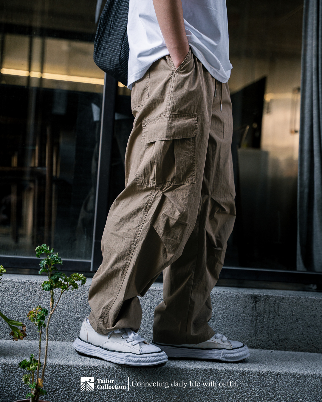 #預購 Tailor collection 側邊大口袋 抽繩 寬鬆直筒傘兵工裝長褲 三色