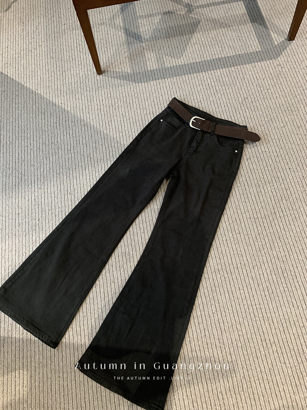 (A10)松木綠長腿牛仔褲-1色