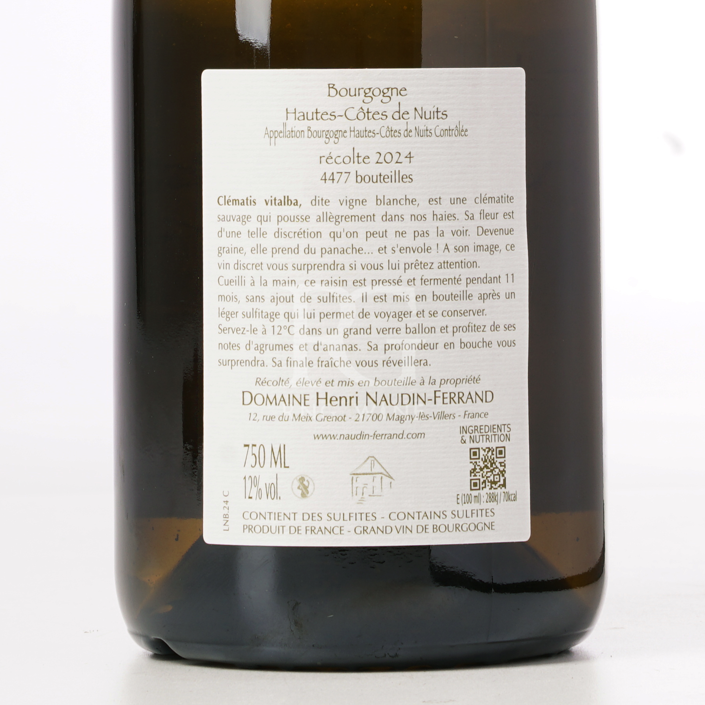 Naudin Ferrand Bourgogne Hautes Cotes de Nuits Clematis Vitalba Blanc 2024