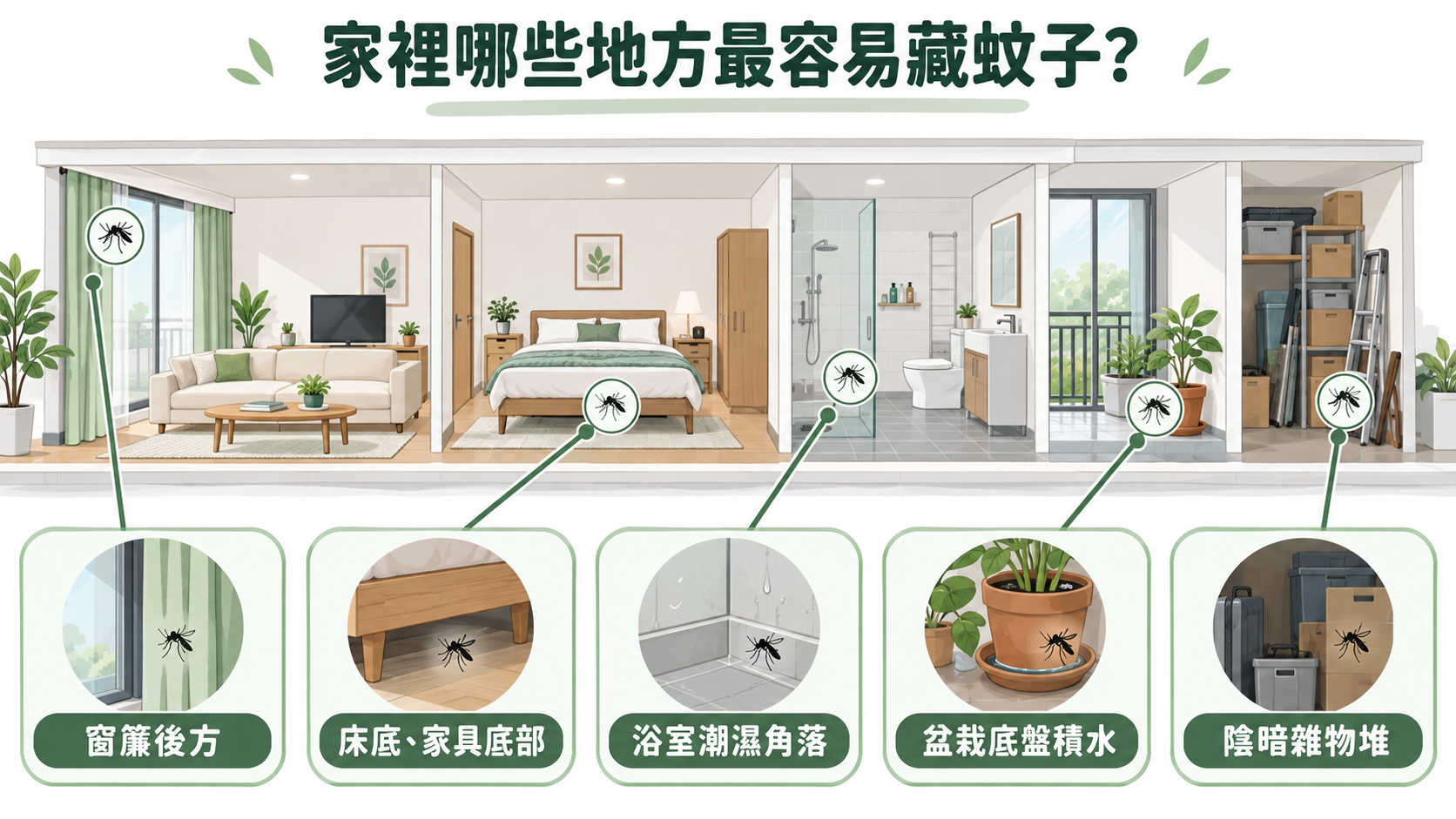 家裡哪些地方最容易藏蚊子？5大居家隱蔽死角與防蚊指南