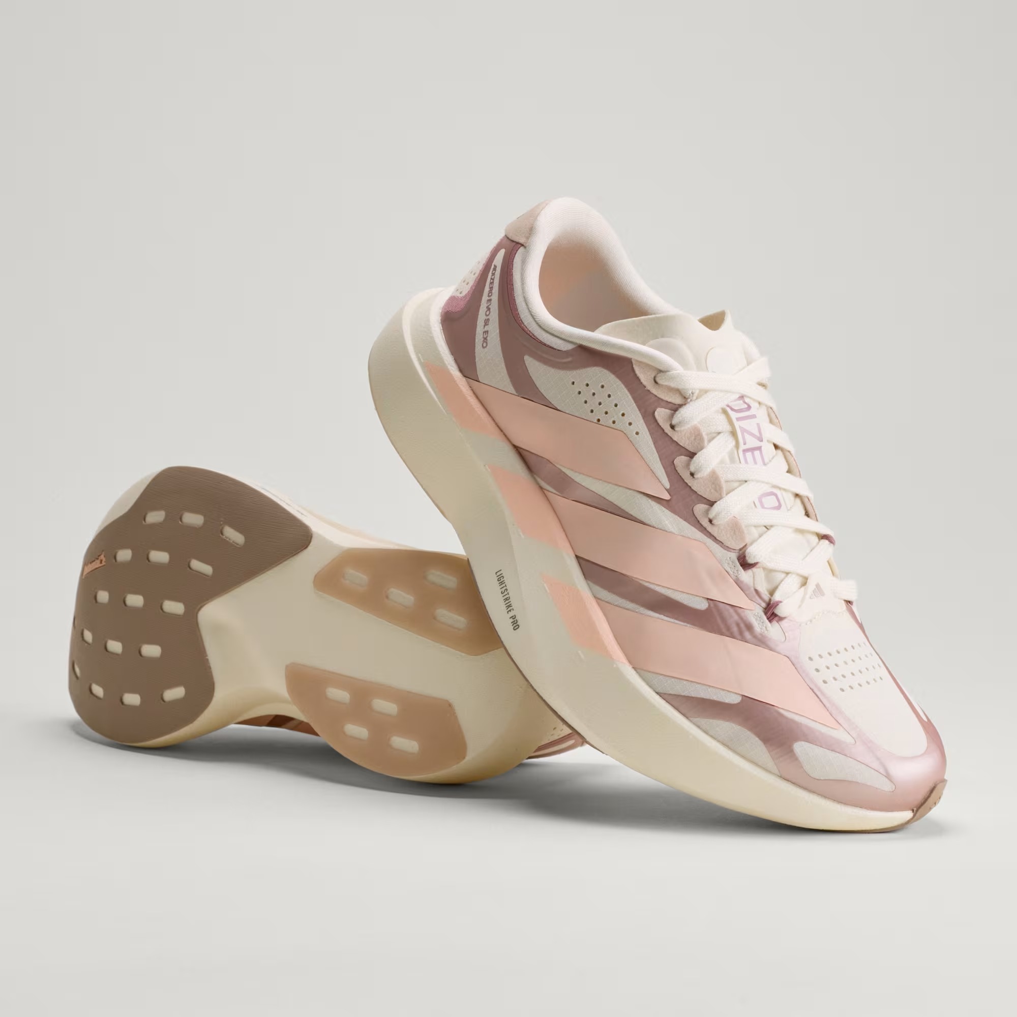 【 adidas ADIZERO EVO SL EXO W 跑鞋 - 櫻花粉/白 】