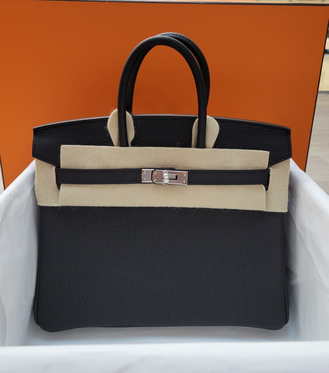 HERMES Birkin 25 noir CK TOGO 黑銀