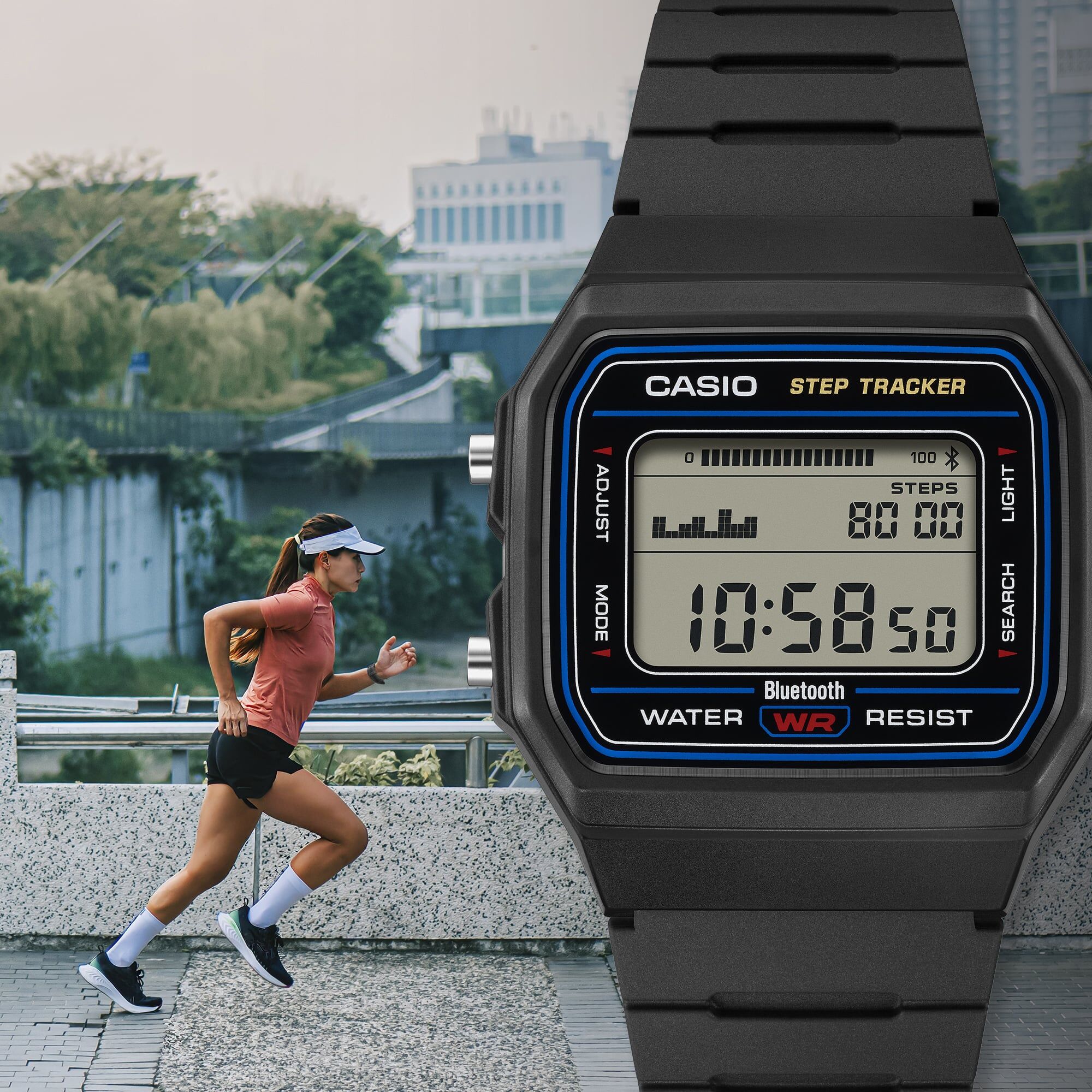 Casio F-B100W-1A 藍牙 計步 方形復古跳字錶