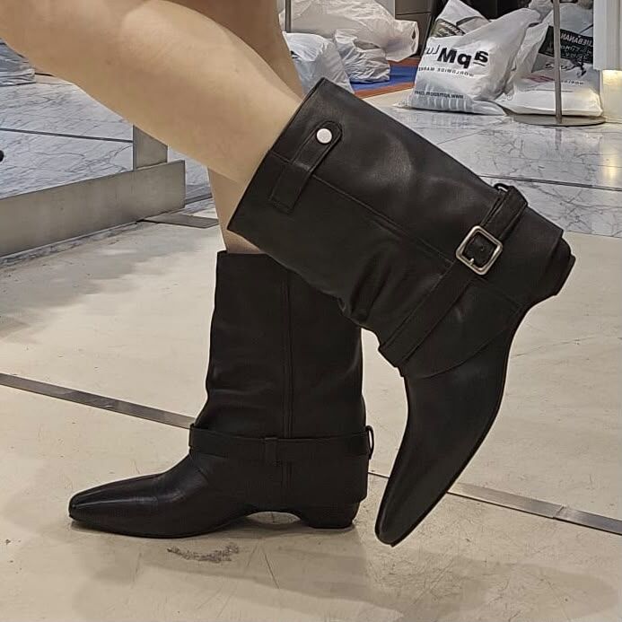 VV35 平頭短BOOTS（黑色）足碼