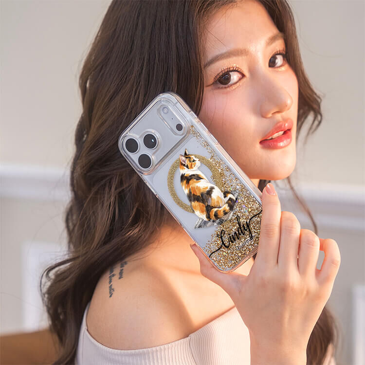 三花喵喵 香檳金貝拉殼 (MagSafe) - (訂製名字) iPhone客製化手機殼
