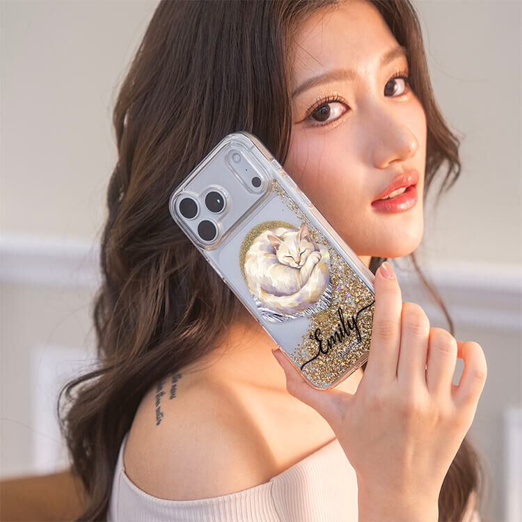 奶油短毛貓 香檳金貝拉殼 (MagSafe) - (訂製名字) iPhone客製化手機殼