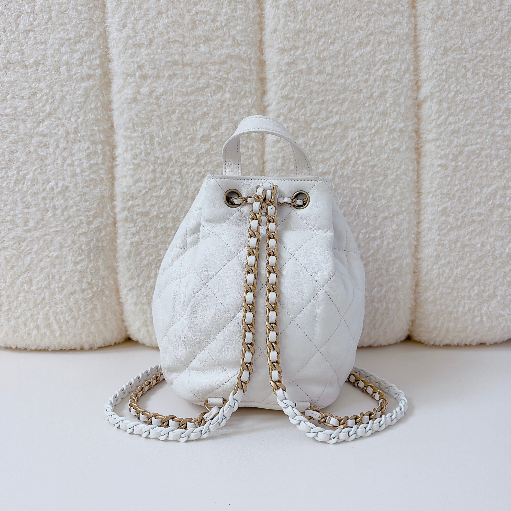 Chanel 25 Mini Bucket Bag - White / GHW