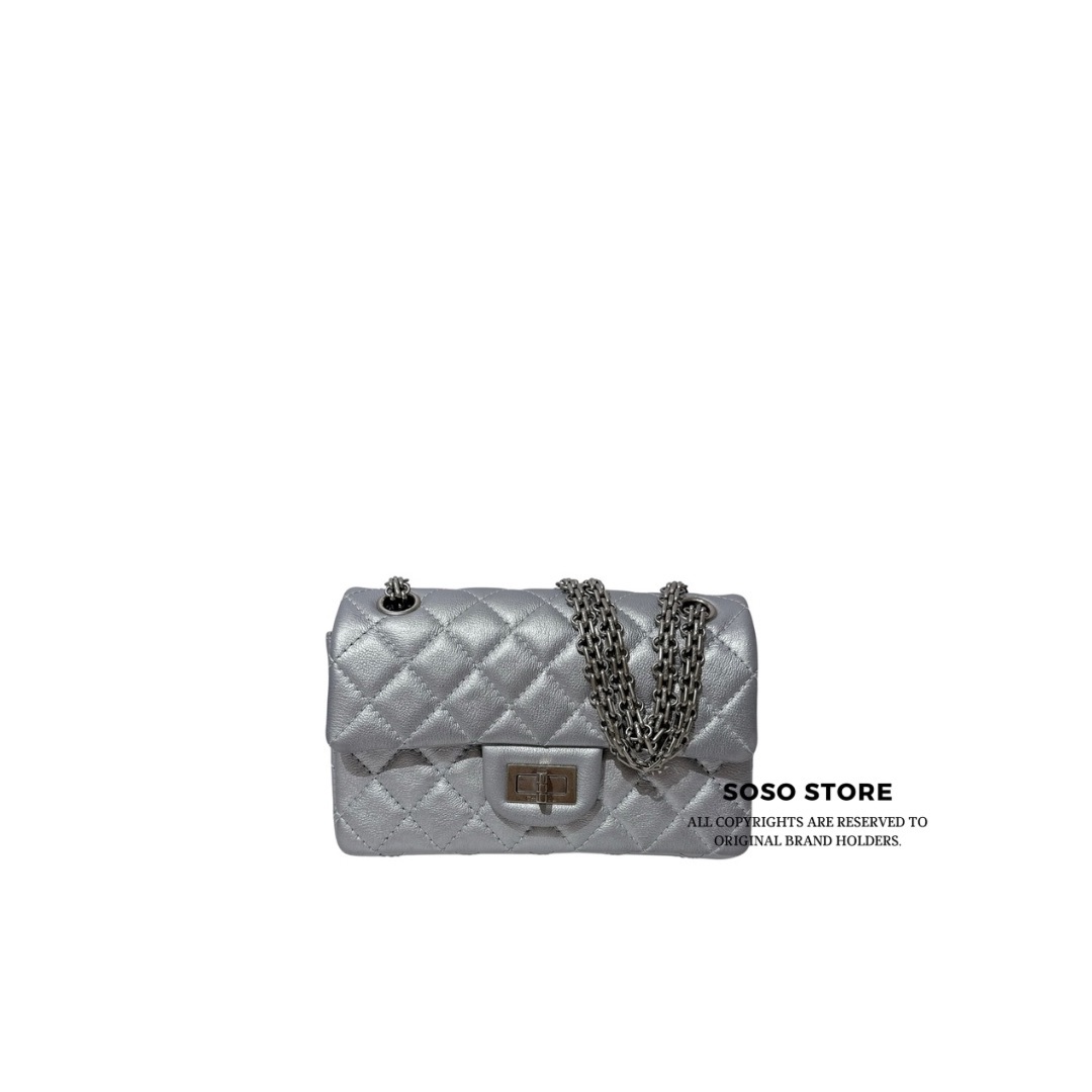 CHANEL 2.55 Reissue Mini Flap Bag - Metallic Silver / SHW