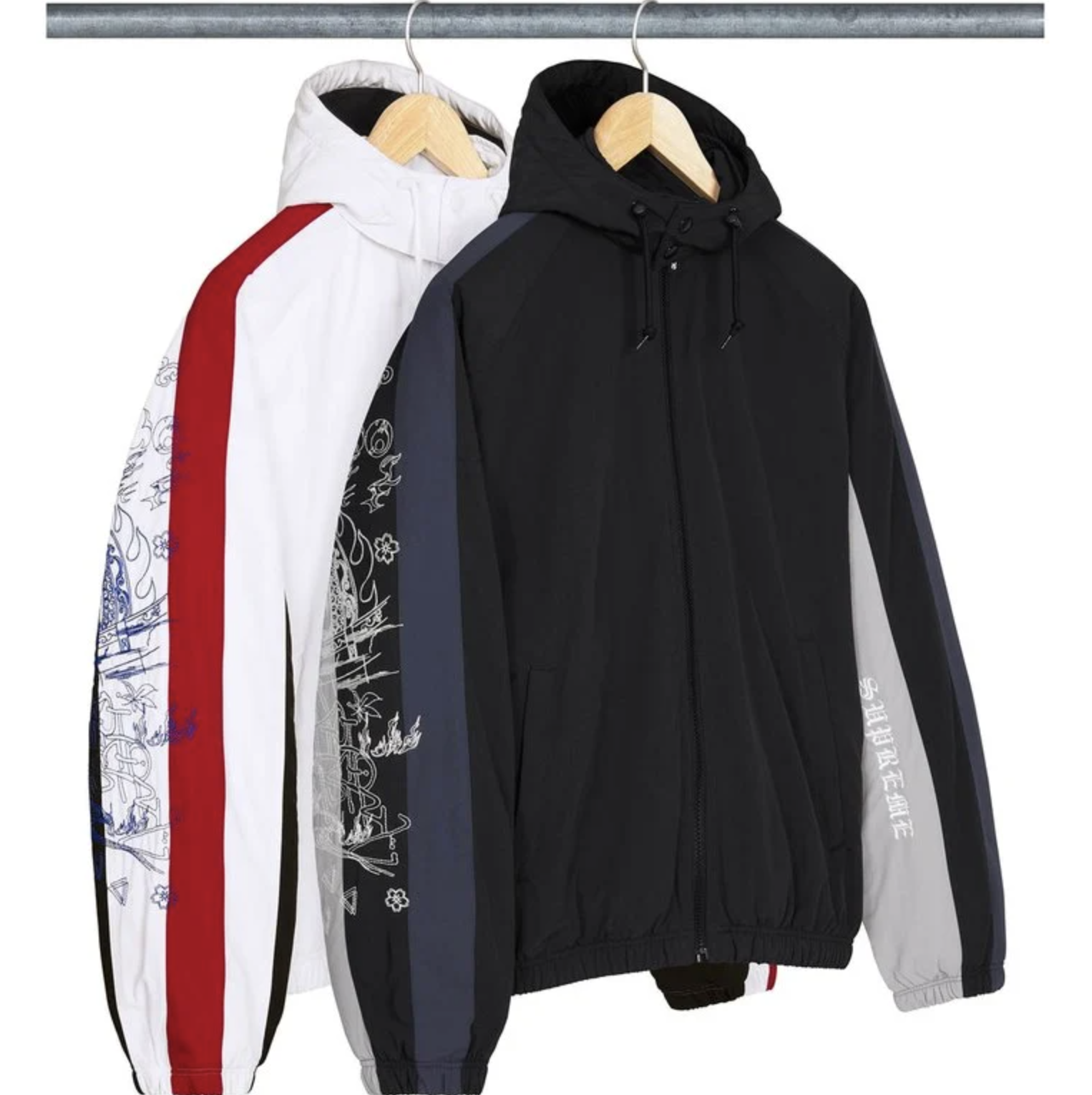 SUPREME AOI FLEECE LINED TRACK JACKET 設計師 藝術家 刺繡 訓練外套 黑色/白色-FW26J89