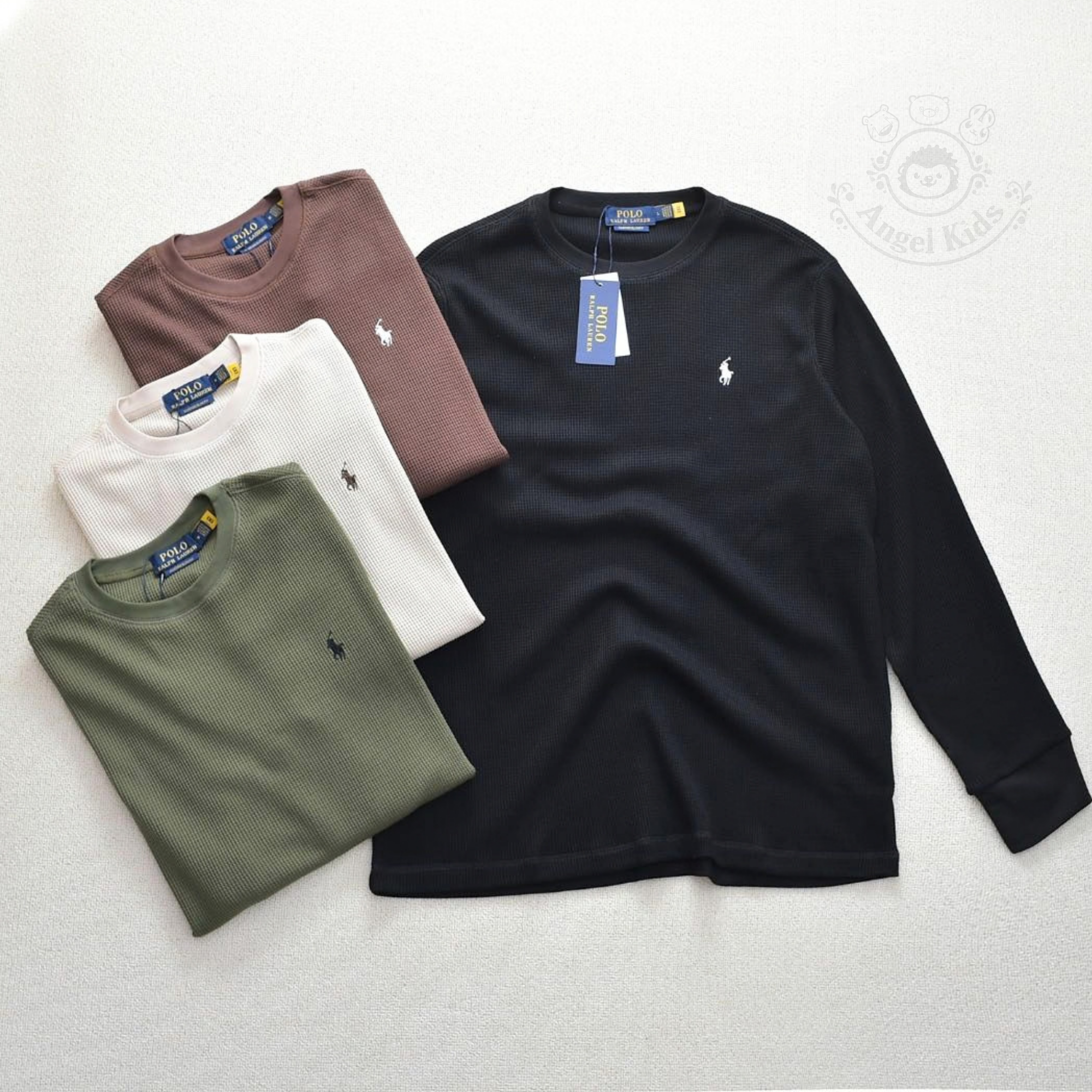 RL POLO 華夫格圓領長袖Tee(4色) 九月團