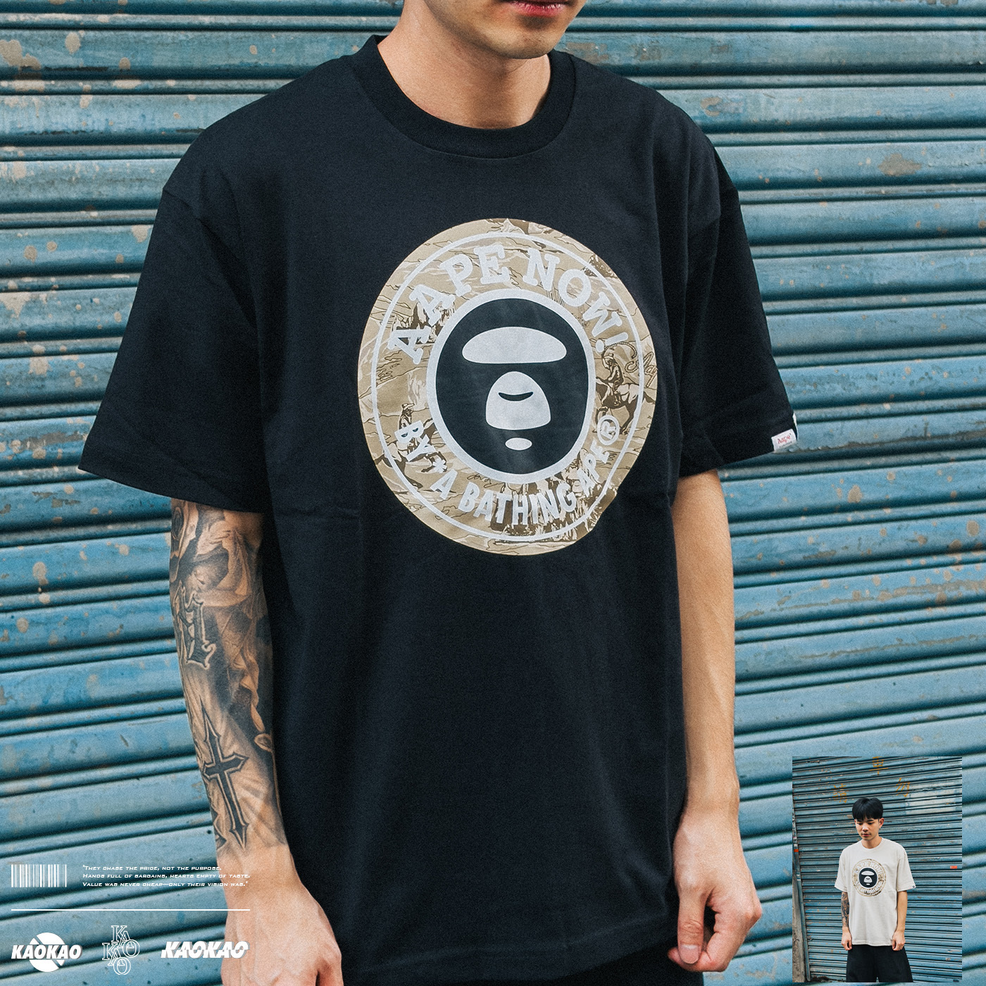 AAPENOW 「字母圓環猿人徽章」 印花 短Tee AAPE13