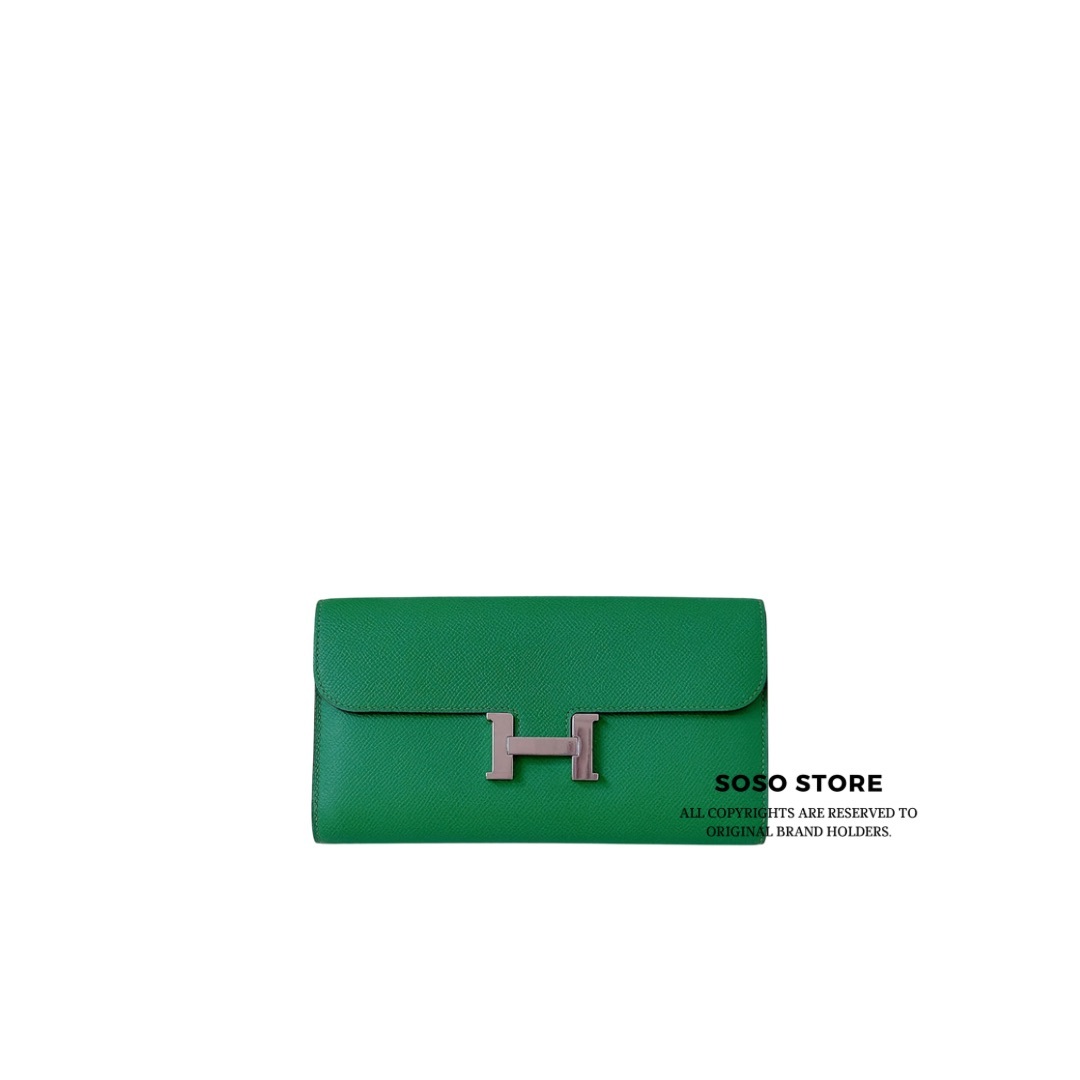 Hermes Constance Long Wallet - Vert Jade / SHW