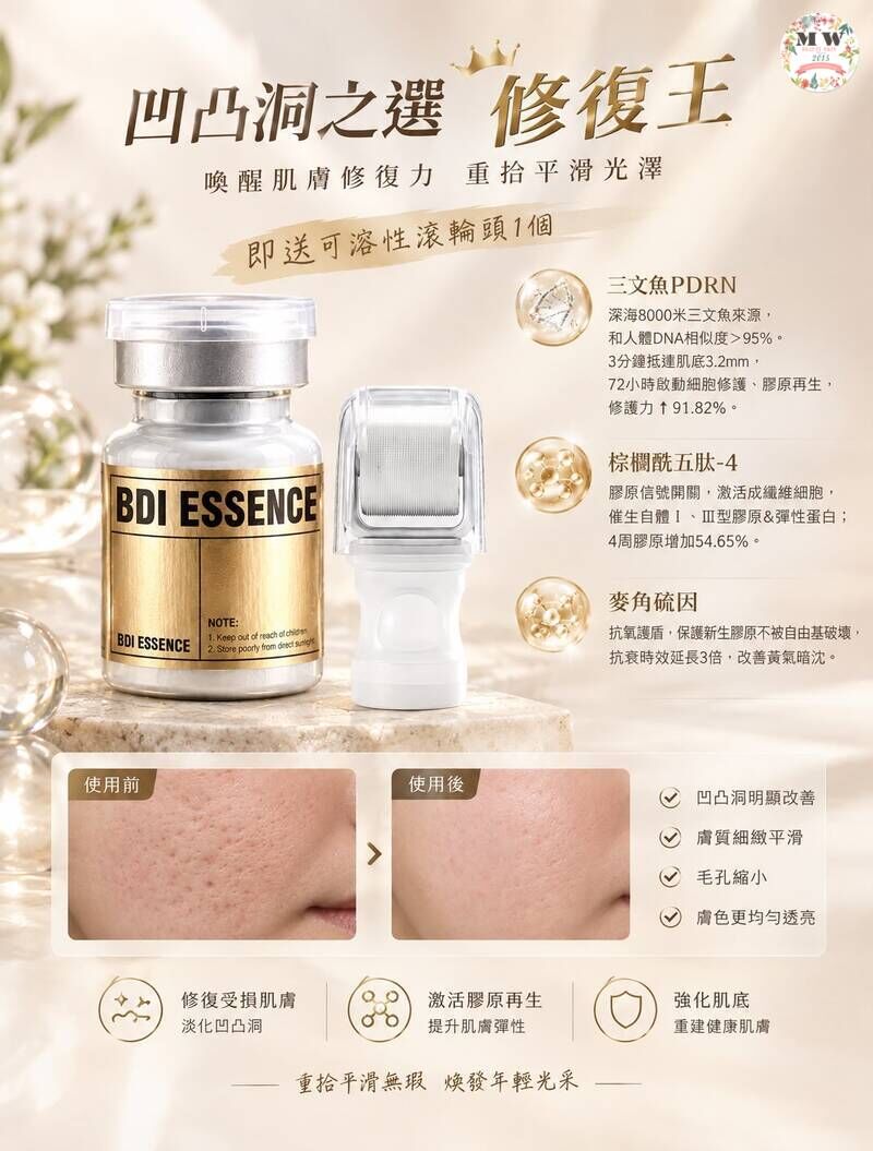 醫美級 PDRN 三文魚修復王（ 即送可溶性微針滾輪） |  95%高相容DNA 填平凹凸洞 撫平痘坑