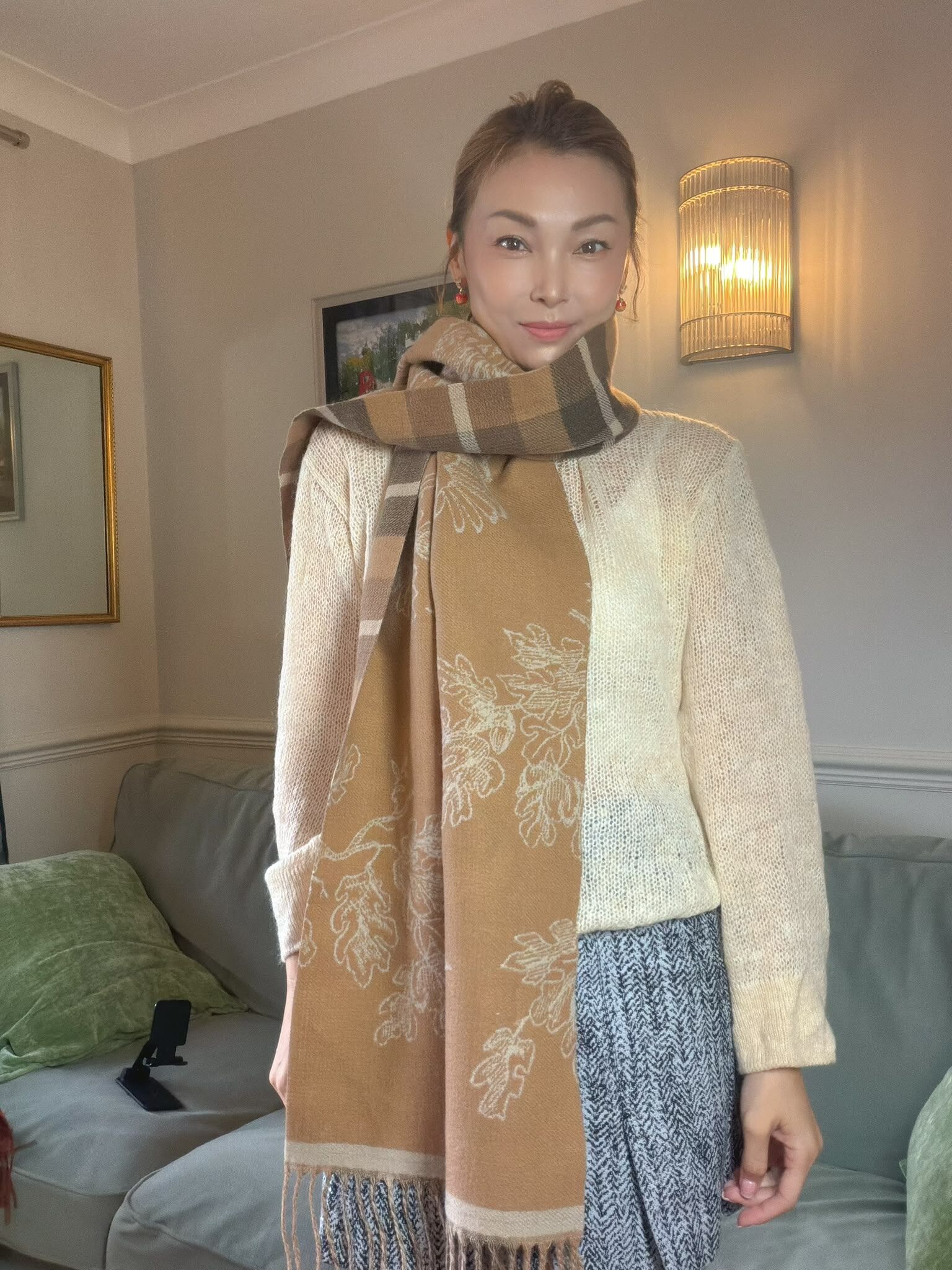 英國代購 FABLE ENGLAND Woodland Scene, Check Long Jacquard Scarf