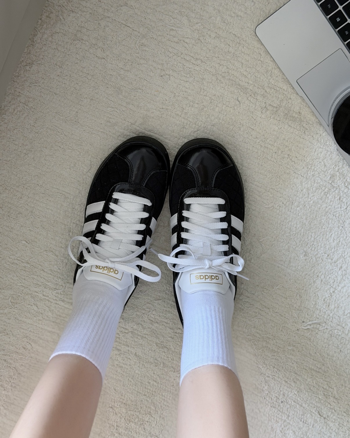 ADIDAS VL COURT 小香風 菱格紋 黑奶油 黑色 奶油白 平替版SAMBA 男女鞋 LB5798 / 調貨