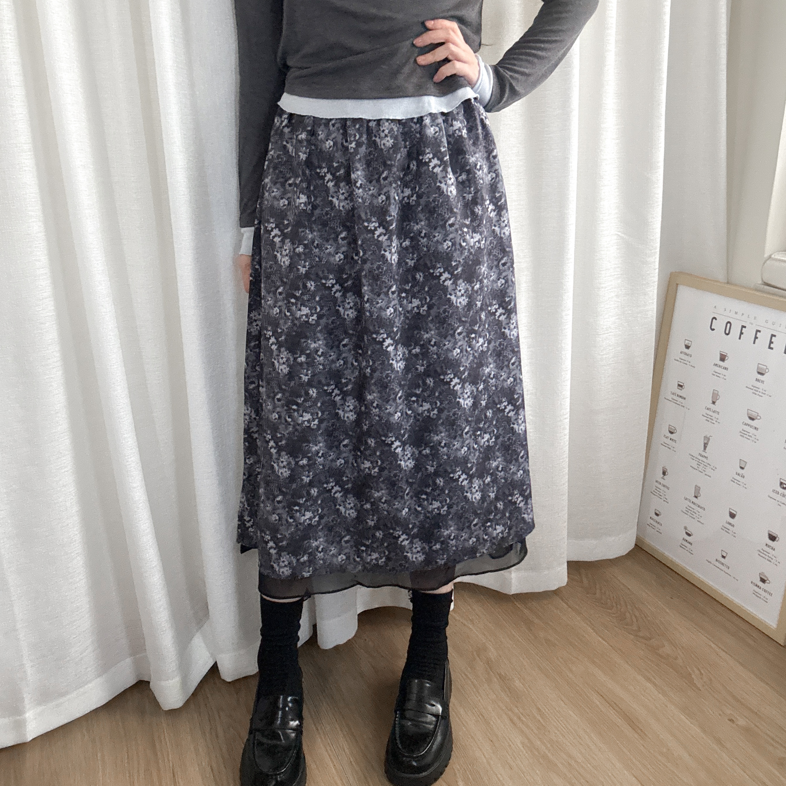 層次花朵pattern skirt