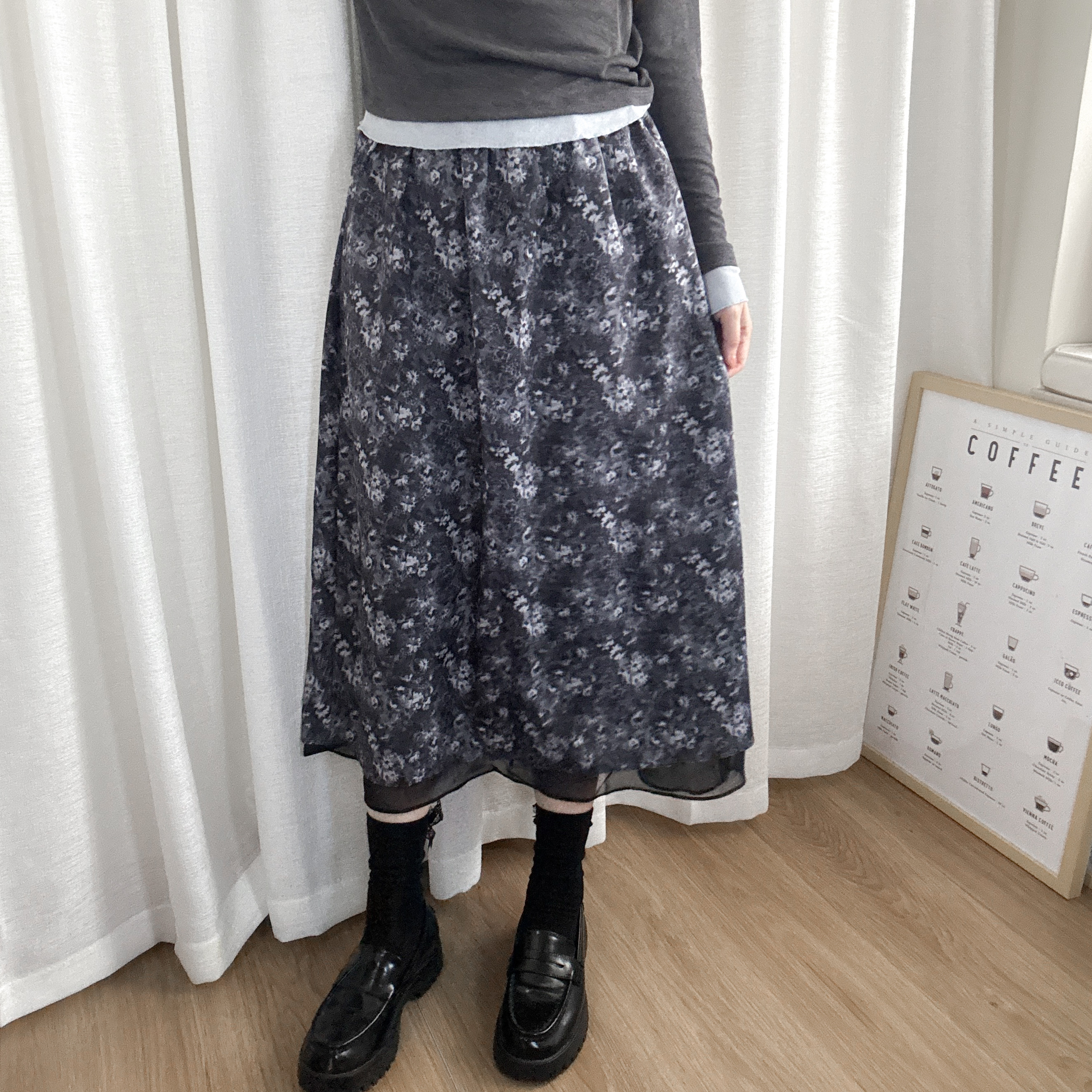 層次花朵pattern skirt