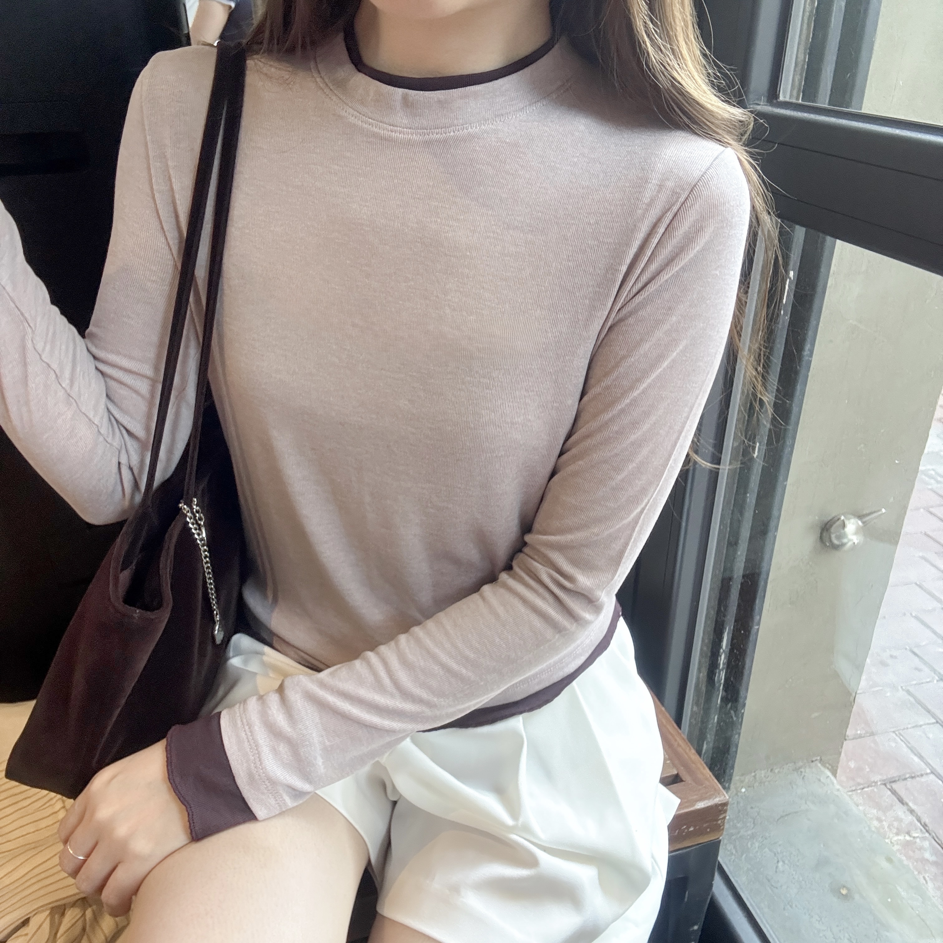 拼色小企領上衣