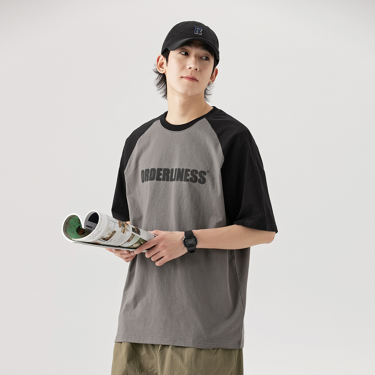 9M01 美式撞色字母落肩短棉TEE 四色