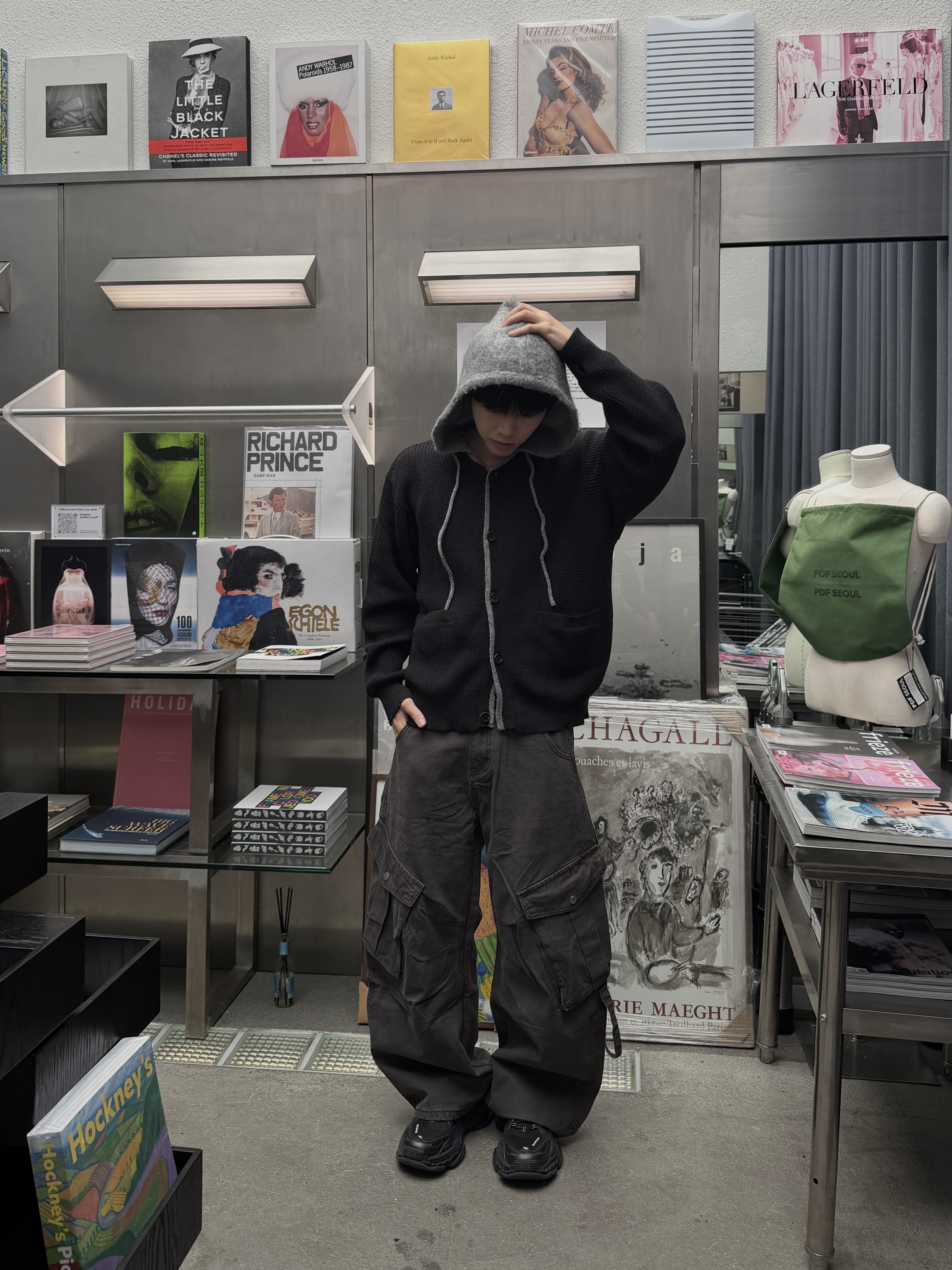 雙口袋 水洗造型 寬鬆闊腿工作褲