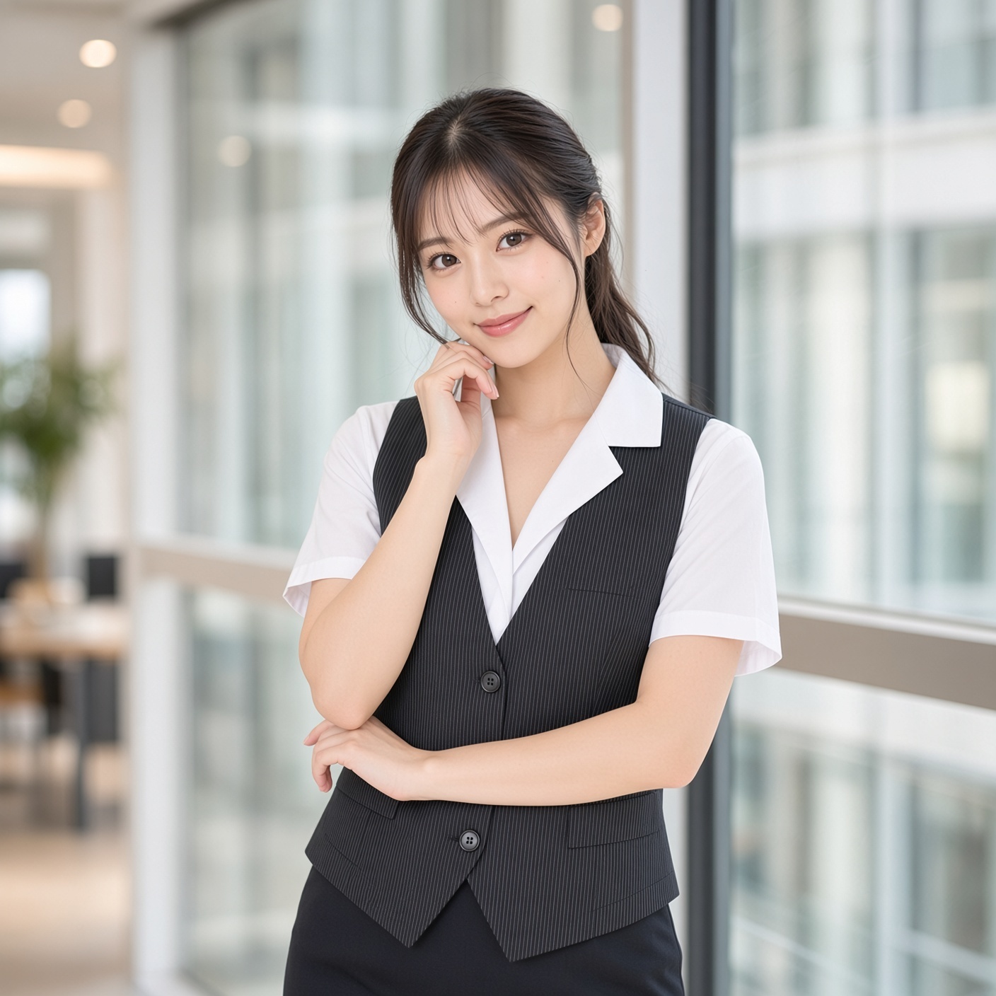 日本bewith日系高級OL條紋馬甲職場制服三件套裝