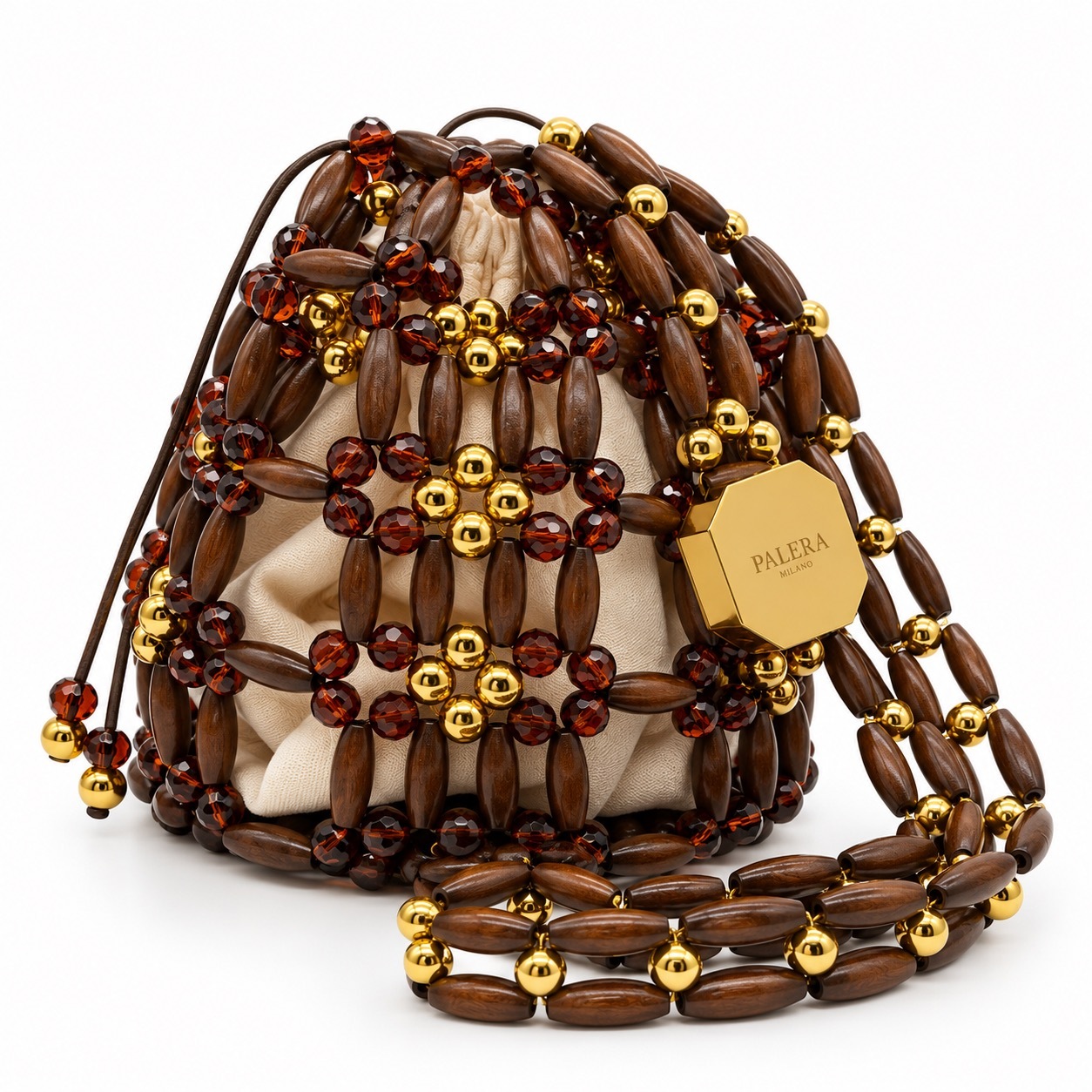 1PO0923-081 [PALERA MILANO] Wood Net Drawstring 木質網袋 #BGWNDR-WCB18C (EU)