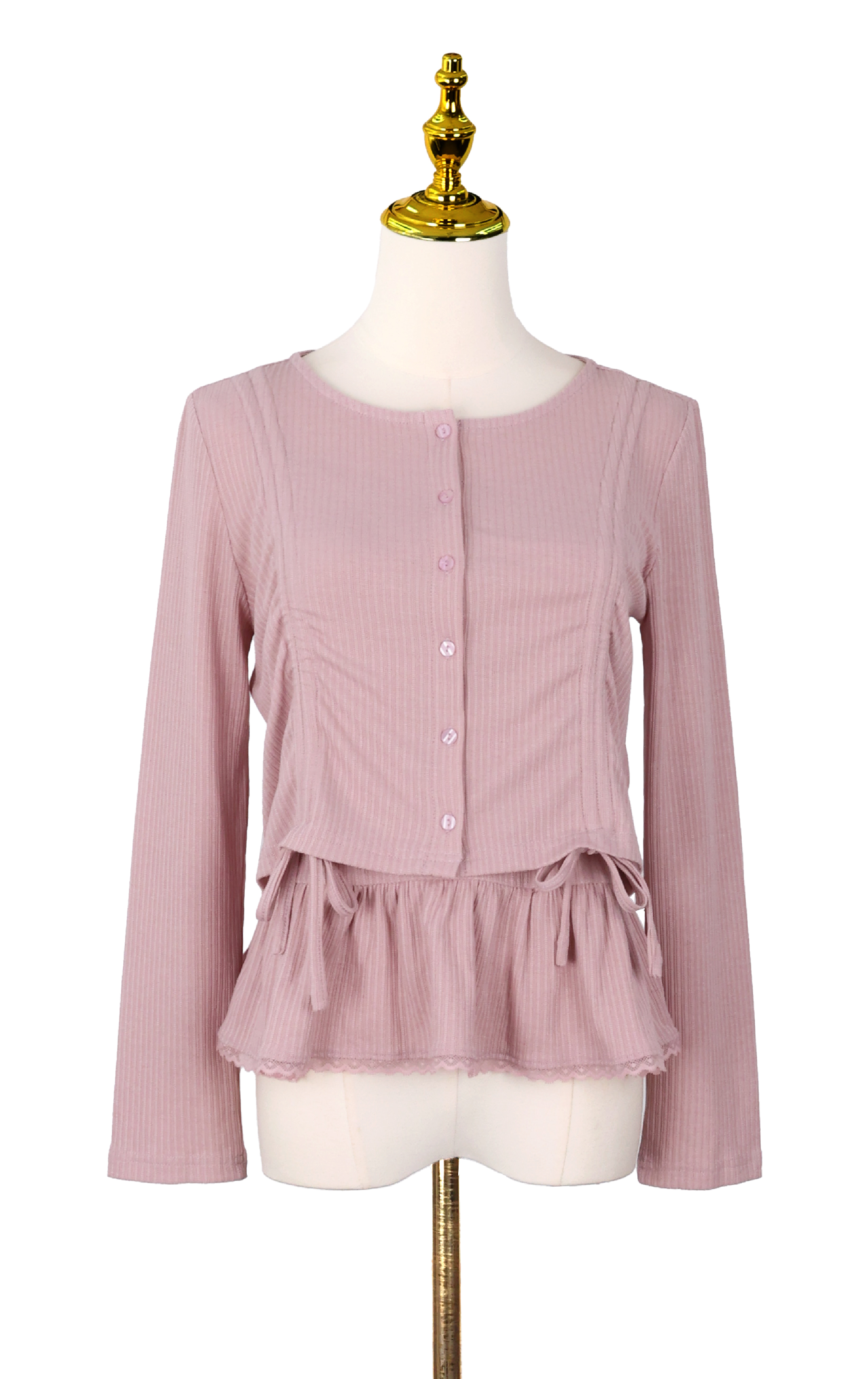 2-Piece Ribbed Peplum Hem Top Set TS0231