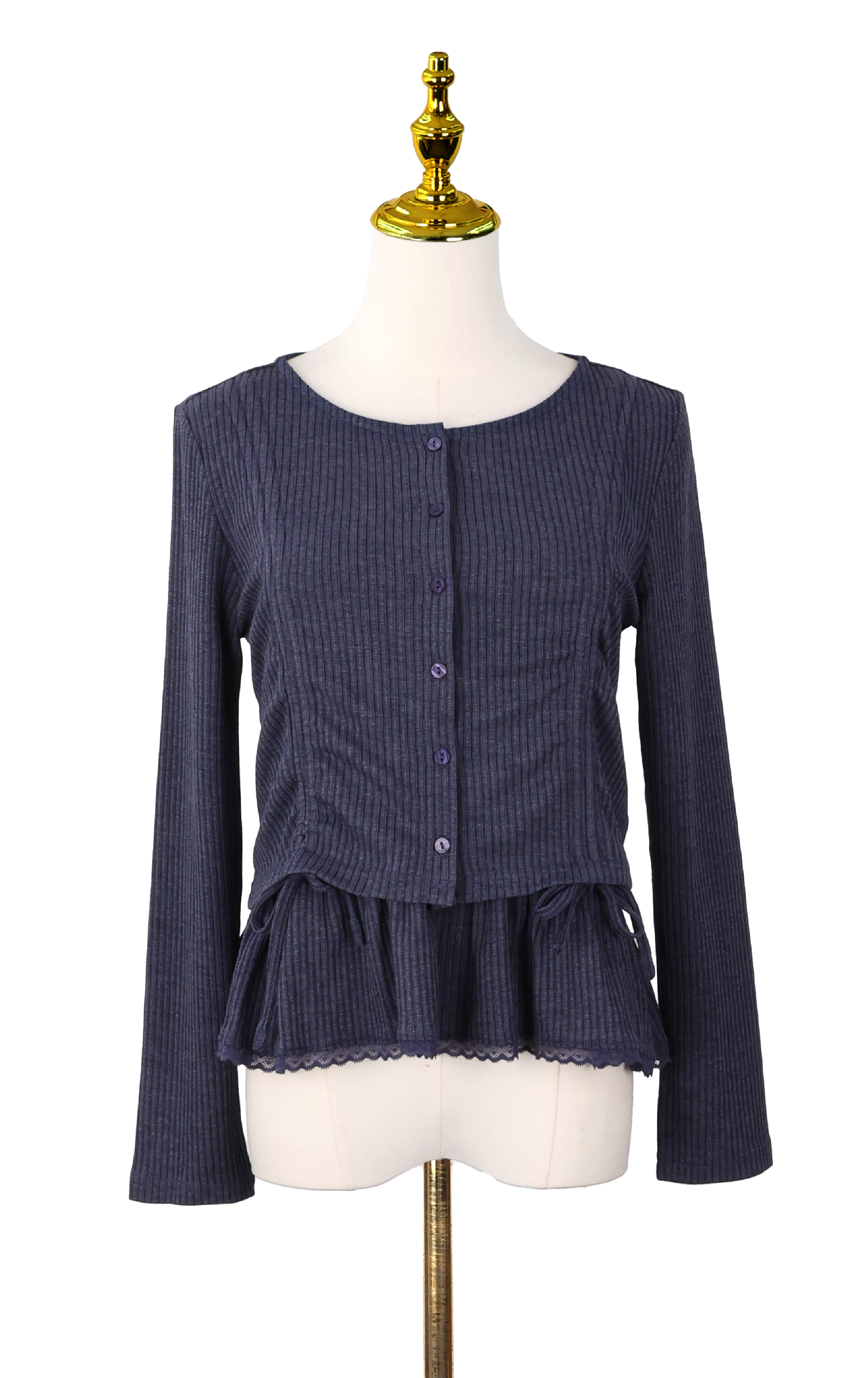 2-Piece Ribbed Peplum Hem Top Set TS0231