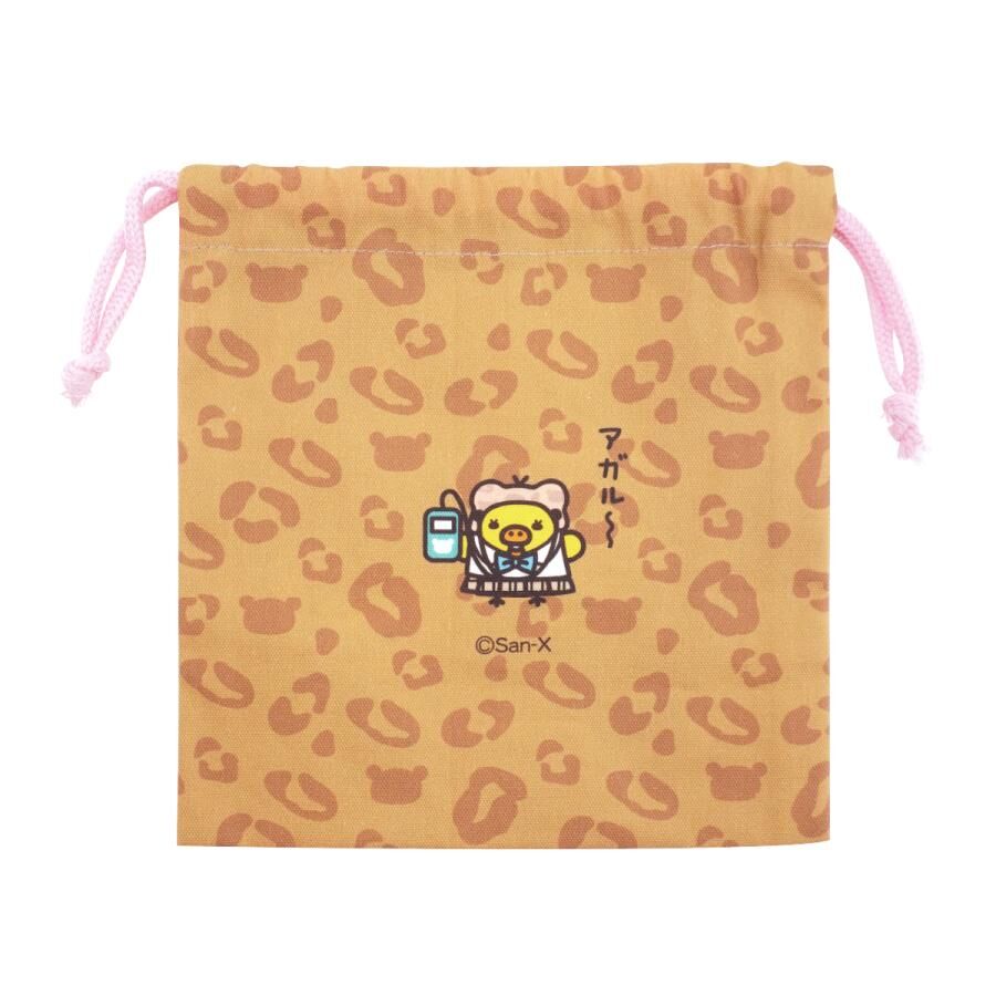 Rilakkuma 18th Anniversary Leopard Drawstring Bag