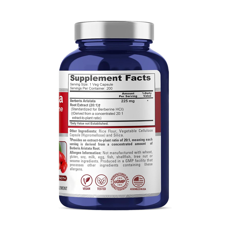 美國NusaPure Berberine 黃連素4500毫克,200粒膠囊