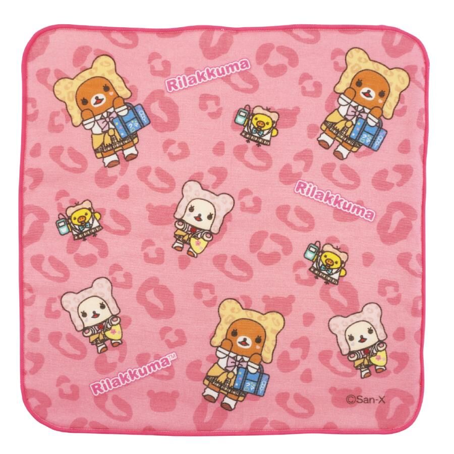 Rilakkuma 18th Anniversary Pink Leopard Handkerchief Towel