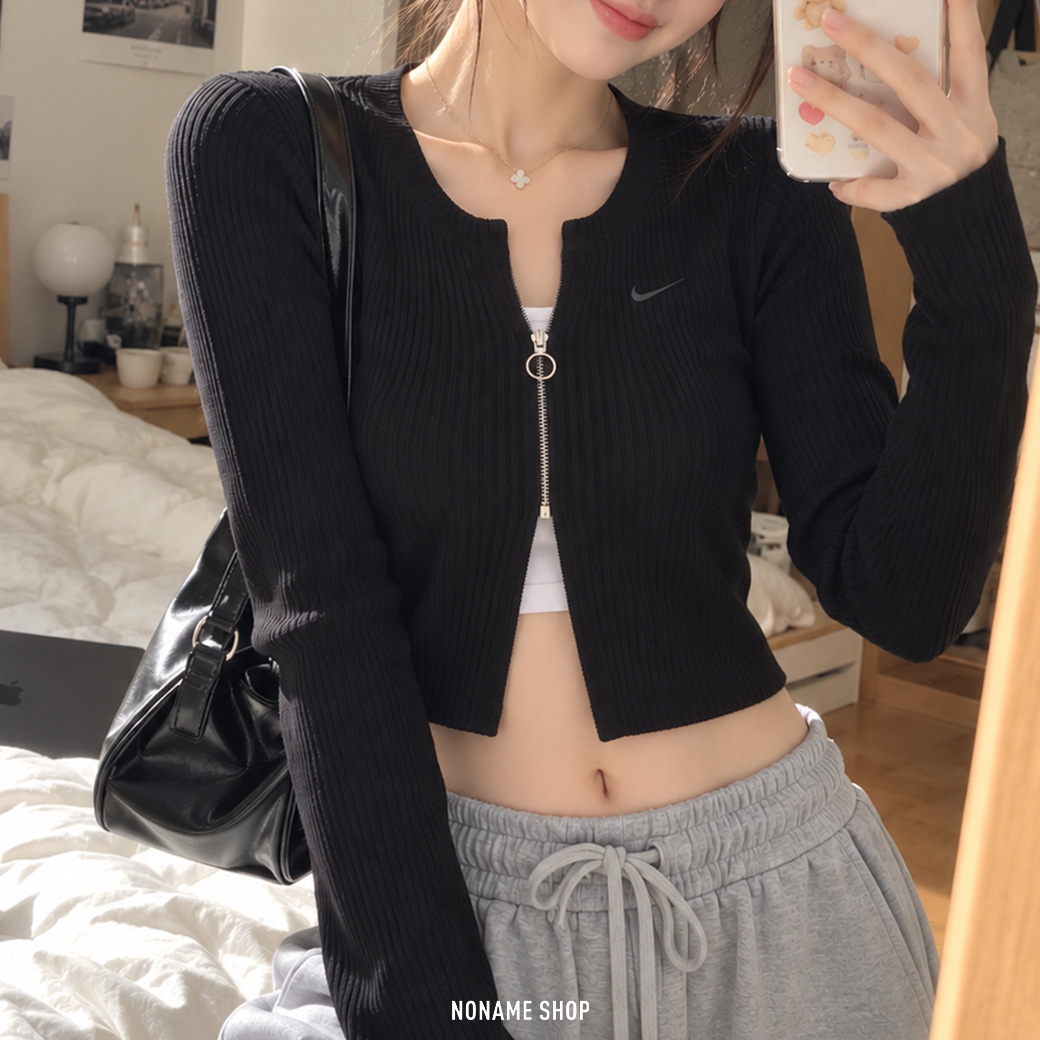 NIKE SPORTSWEAR 合身 拉鍊 羅紋 開襟 微短版 上衣 外套 三色 (女款)