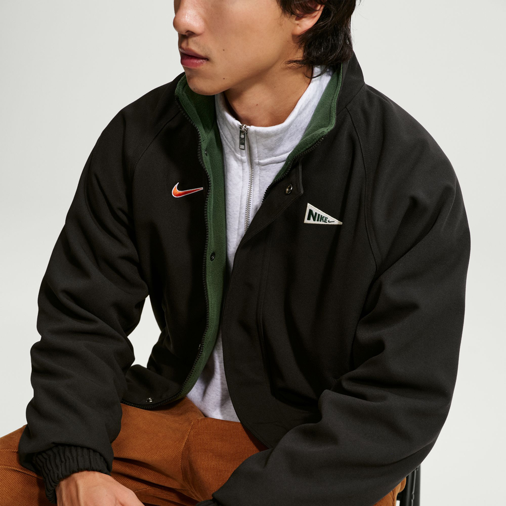 男款 NIKE CLUB EMD JACKET 黑綠 搖粒絨 內刷毛 立領 寬鬆 外套【IZ5516-010】NKTF