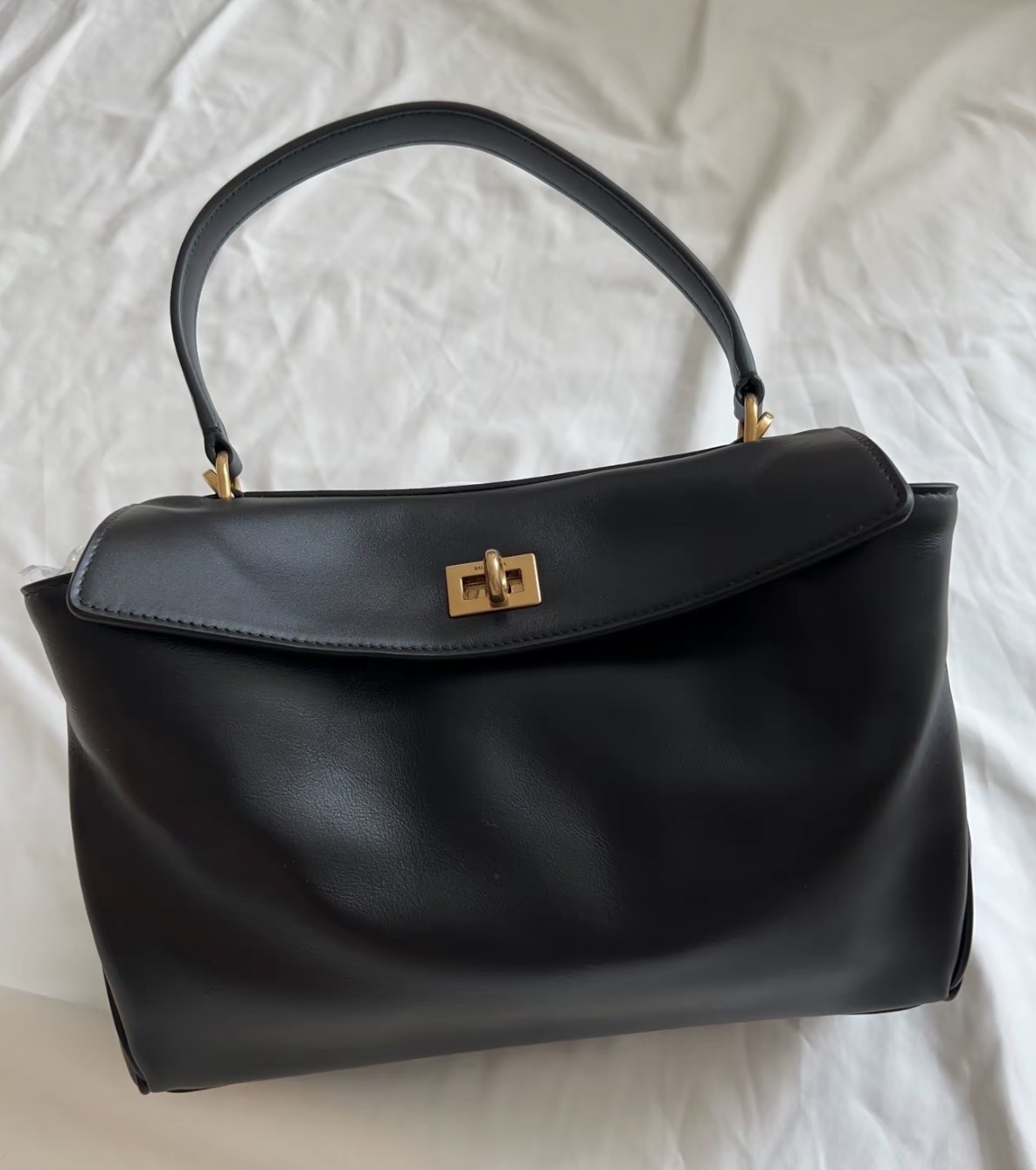 Balenciaga Small Rodeo Handbag Black Smooth Calfskin with Aged Gold Hardware