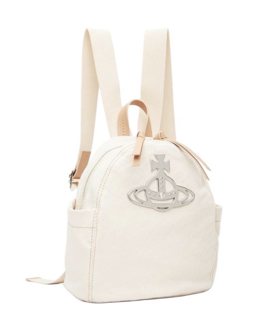 Vivienne Westwood Off-White Leather Backpack米白色背包