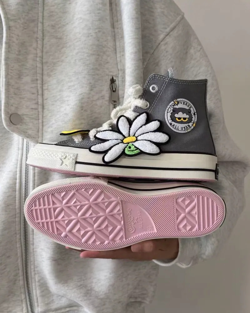 CONVERSE X ZO&FRIENDS ZOA 聯名 高筒 灰色 拼貼 雛菊 GD 權志龍 帆布鞋 男女鞋 A24287C