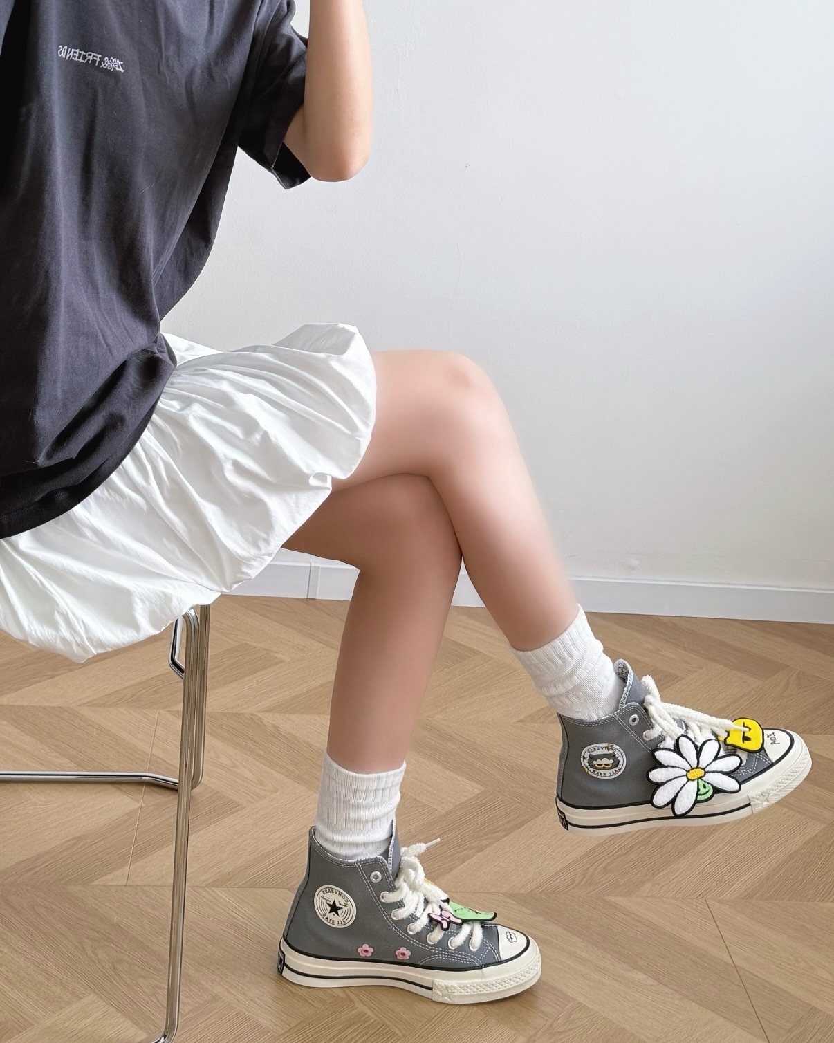 CONVERSE X ZO&FRIENDS ZOA 聯名 高筒 灰色 拼貼 雛菊 GD 權志龍 帆布鞋 男女鞋 A24287C