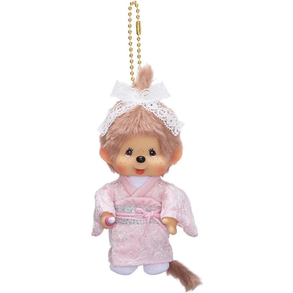 Monchhichi Pink Kimono Girl Plush Keychain