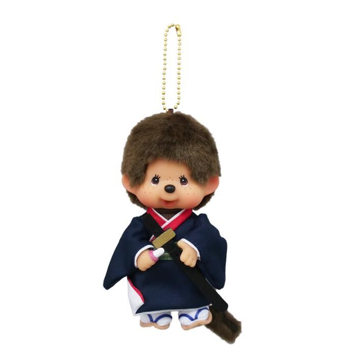 Monchhichi Blue Kimono Boy Plush Keychain