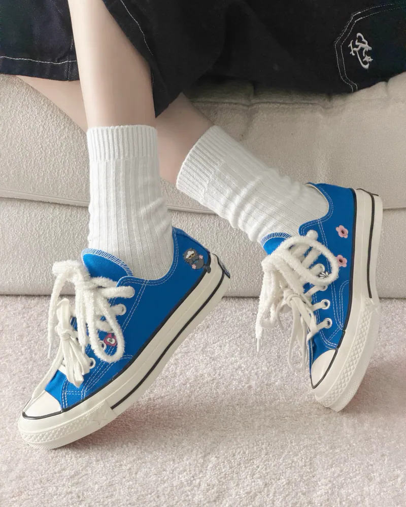 CONVERSE X ZO&FRIENDS ZOA 聯名 低筒 藍色 拼貼 雛菊 GD 權志龍 帆布鞋 男女鞋 A24288C