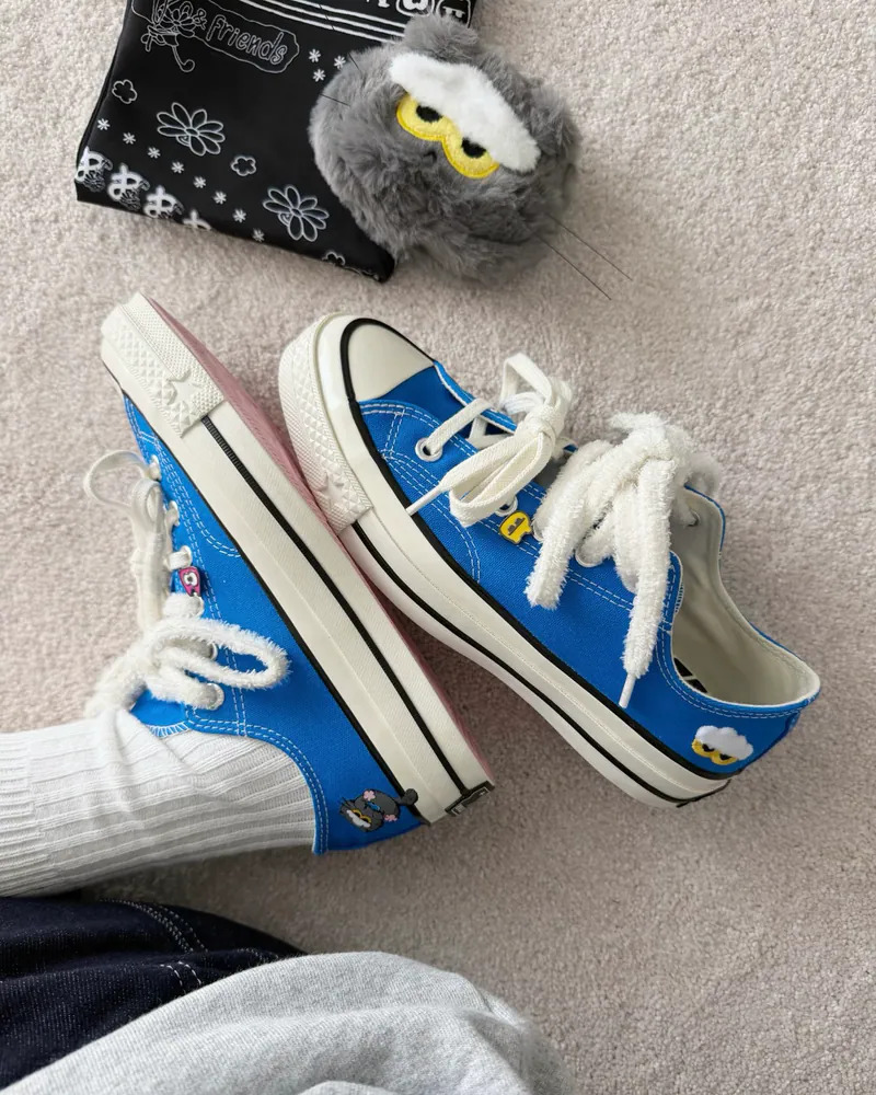 CONVERSE X ZO&FRIENDS ZOA 聯名 低筒 藍色 拼貼 雛菊 GD 權志龍 帆布鞋 男女鞋 A24288C