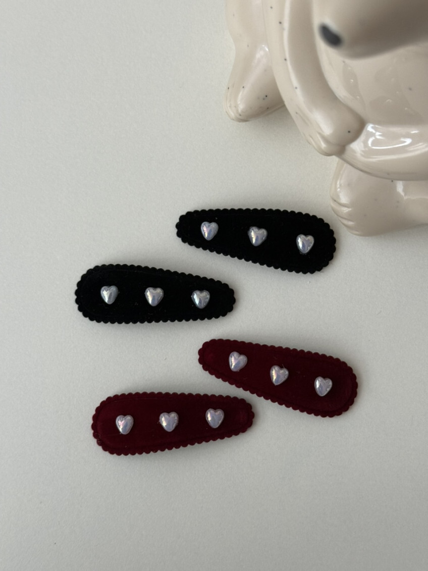 Heart Pearl Velvet Hair Clip
