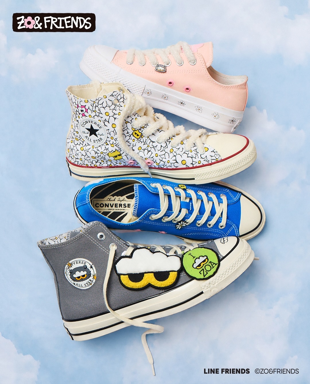 CONVERSE X ZO&FRIENDS ZOA 聯名 低筒 粉色 增高 厚底 雛菊 GD 權志龍 帆布鞋 男女鞋 A24290C