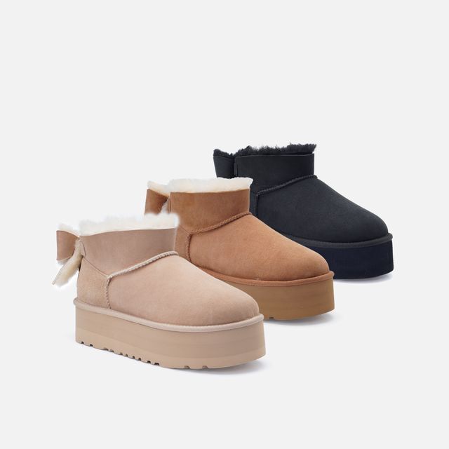【3色入】UGG Ozlana 2026AW Classic Ultra Mini Bailey Bow Platform (Detachable Feature)