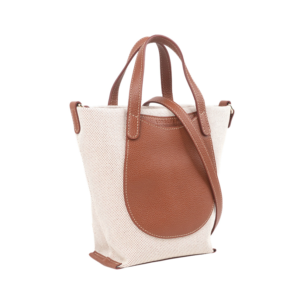 【Longchamp】Complice S 帆布及牛皮小款二用包(焦糖色)