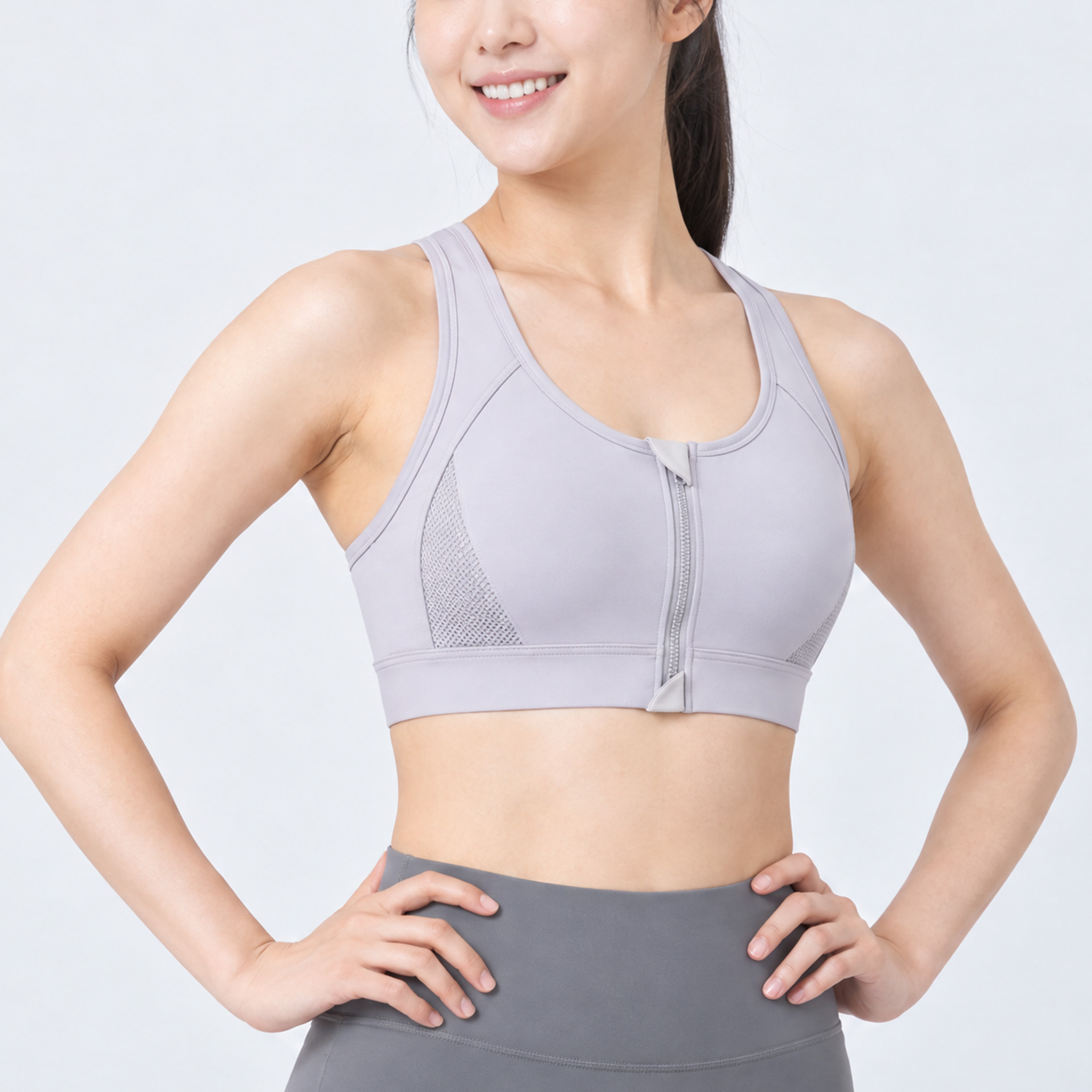 萊卡高強度拉鍊網孔美背運動機能內衣【固定罩杯】