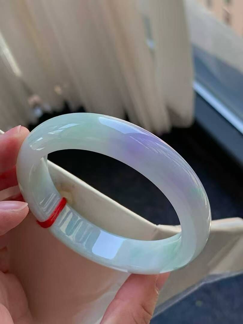 914327 56mm春帶彩翡翠正圈手鐲 (54-56)