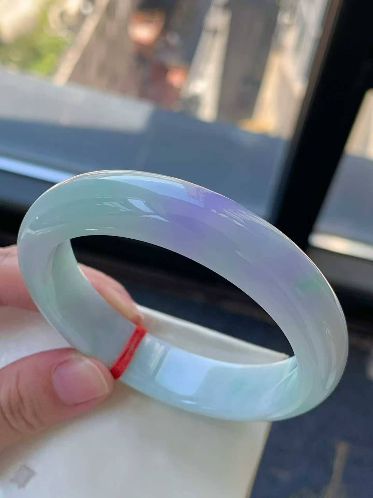 914327 56mm春帶彩翡翠正圈手鐲 (54-56)